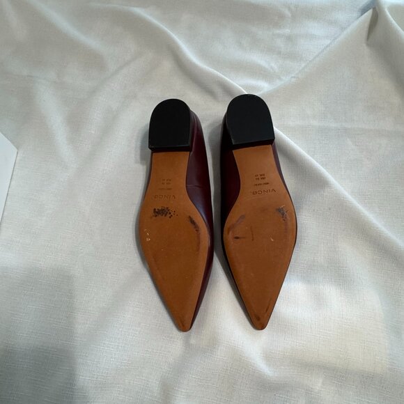 Vince Isabel Leather Flat Shoes Deep Cherry Size 9 - Picture 5 of 7